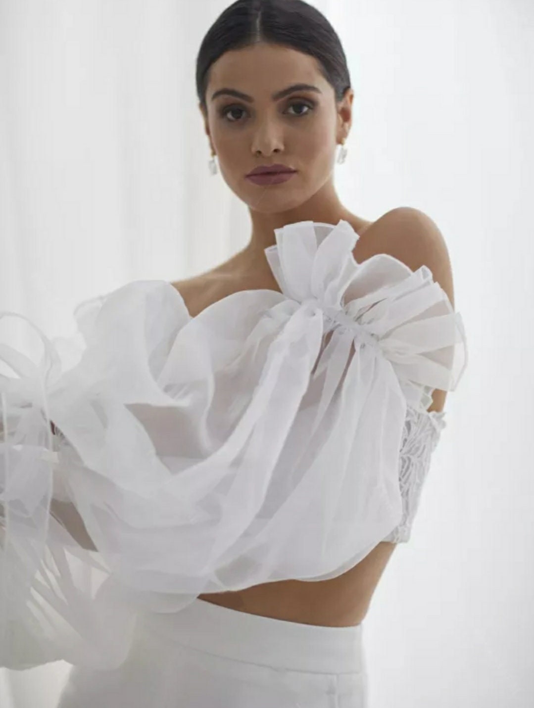 Detached Ruffles & Ribbon Transparent Full Length Sleeves