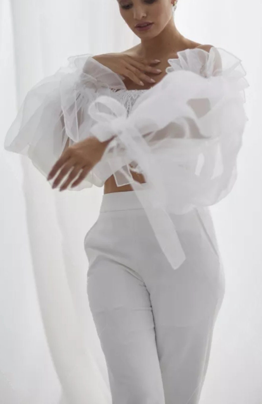 Detached Ruffles & Ribbon Transparent Full Length Sleeves