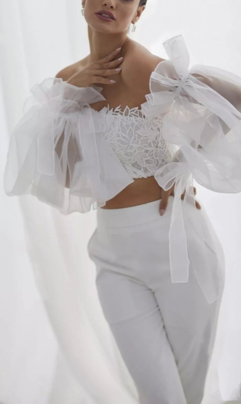 Detached Ruffles & Ribbon Transparent Full Length Sleeves