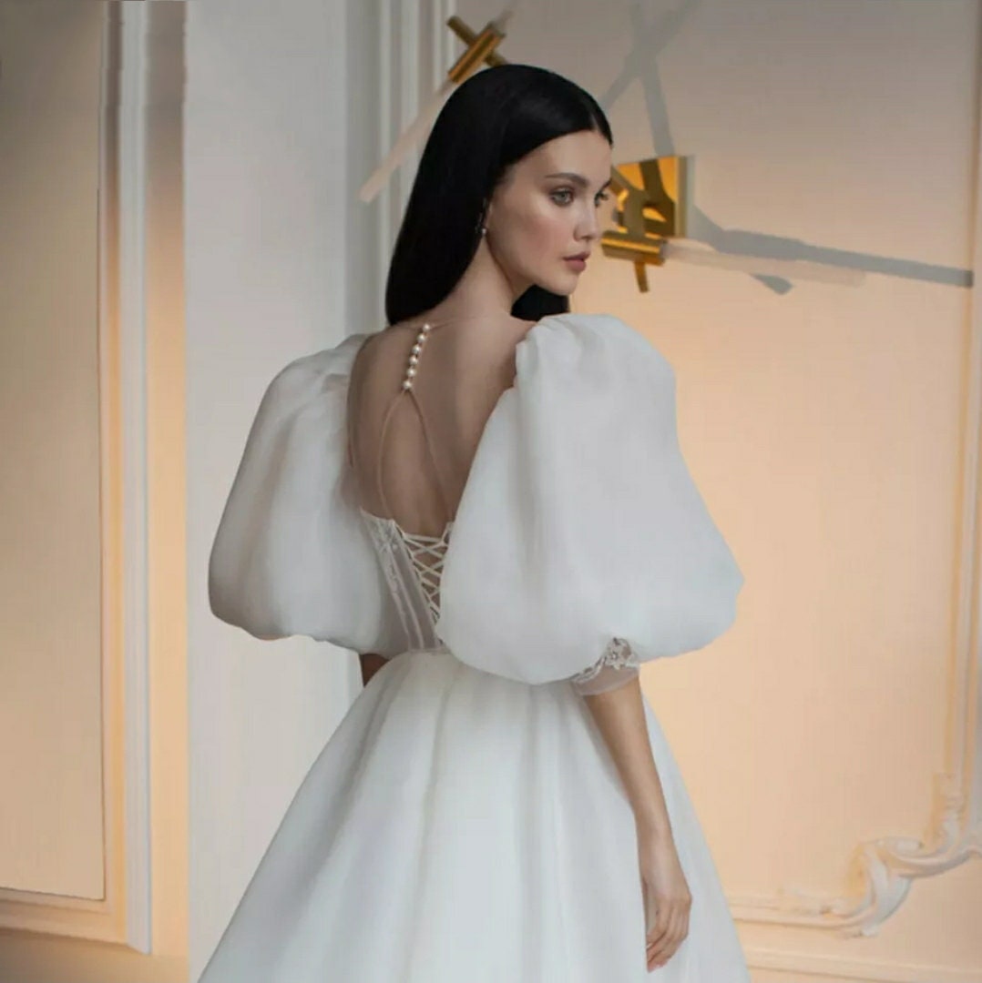 Detached Organza & Lace Peasant Half Sleeves