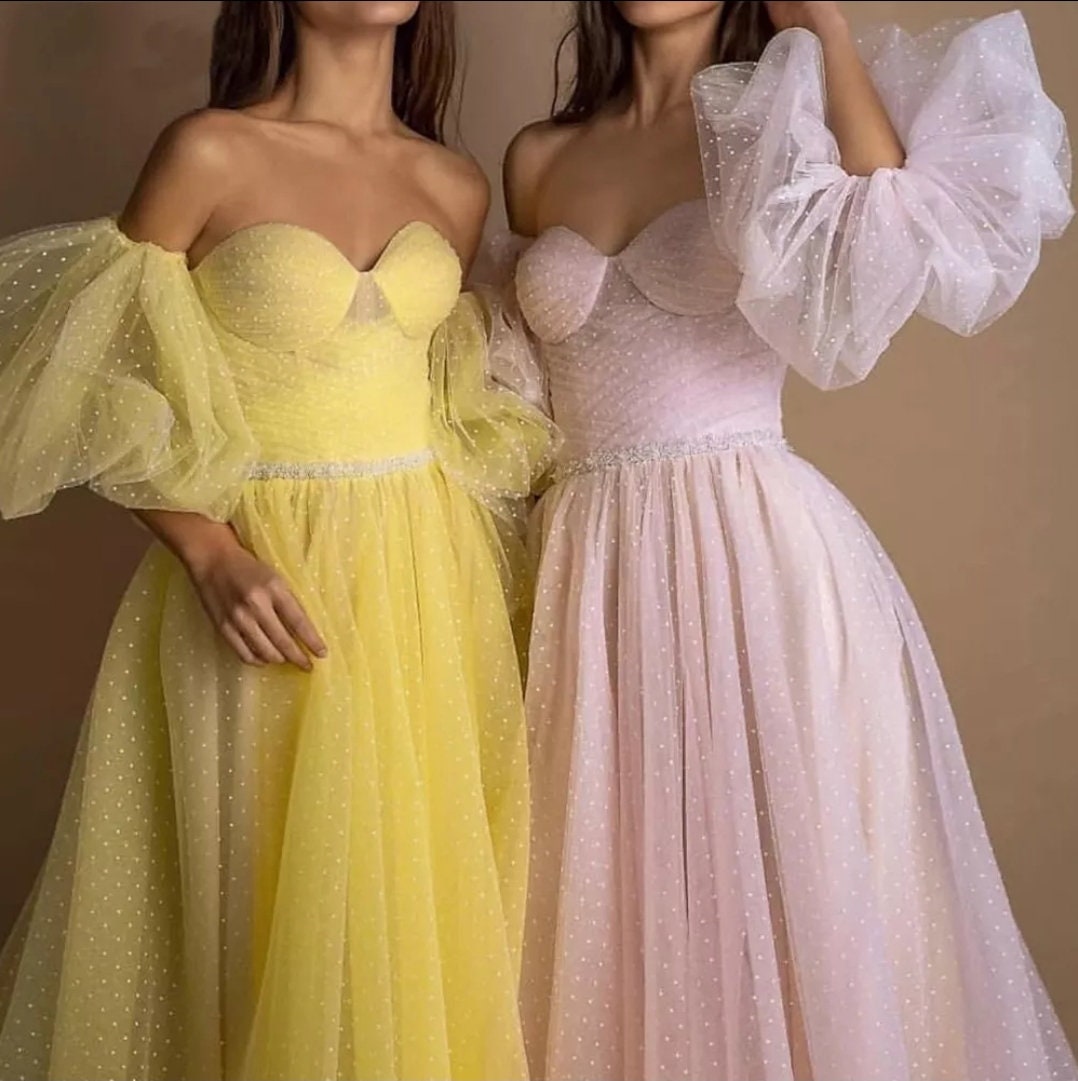 Detached Dotted Tulle Puff Sleeves