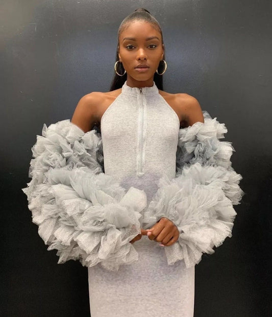 Detached TuTu Style Puff 3/4 Sleeves