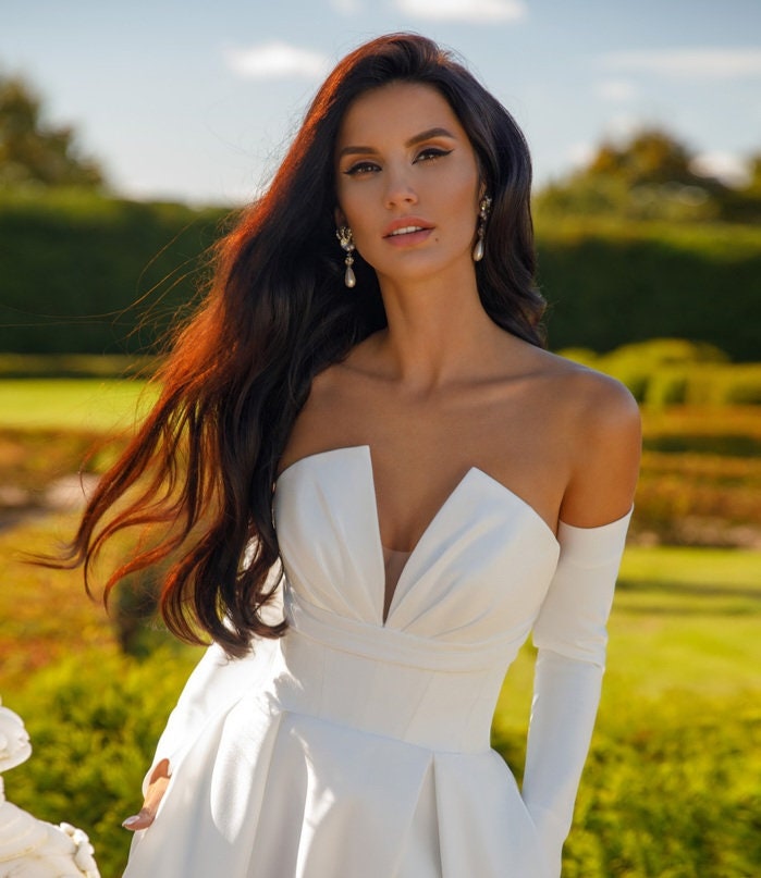 Detached Satin Straight Slim Style Sleeves