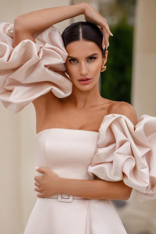 Detached Satin Cloud Layered Puff Sleeves