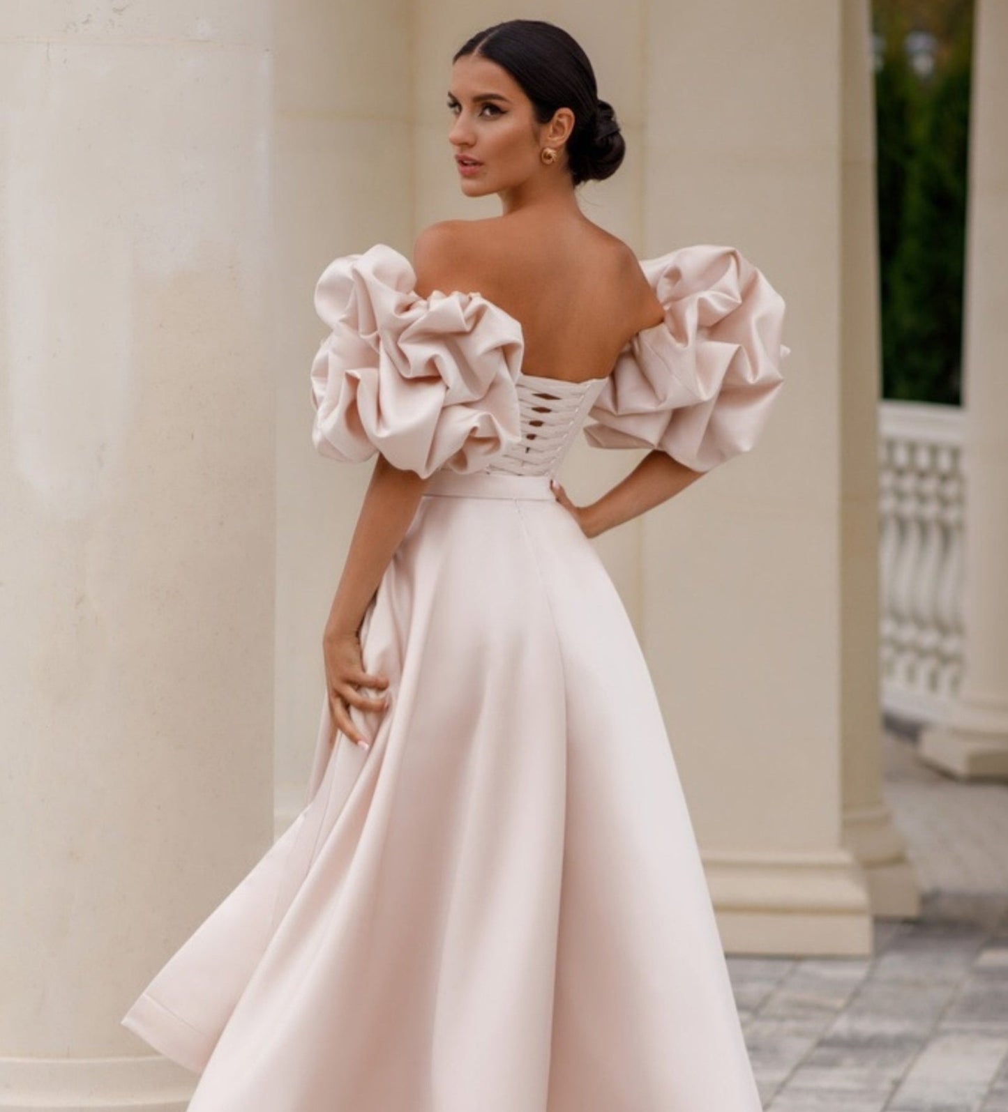 Detached Satin Cloud Layered Puff Sleeves