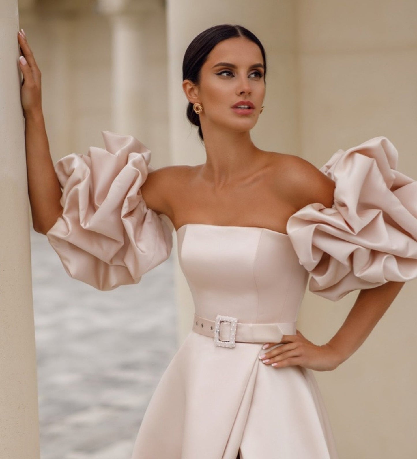 Detached Satin Cloud Layered Puff Sleeves