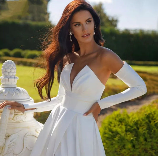 Detached Satin Straight Slim Style Sleeves