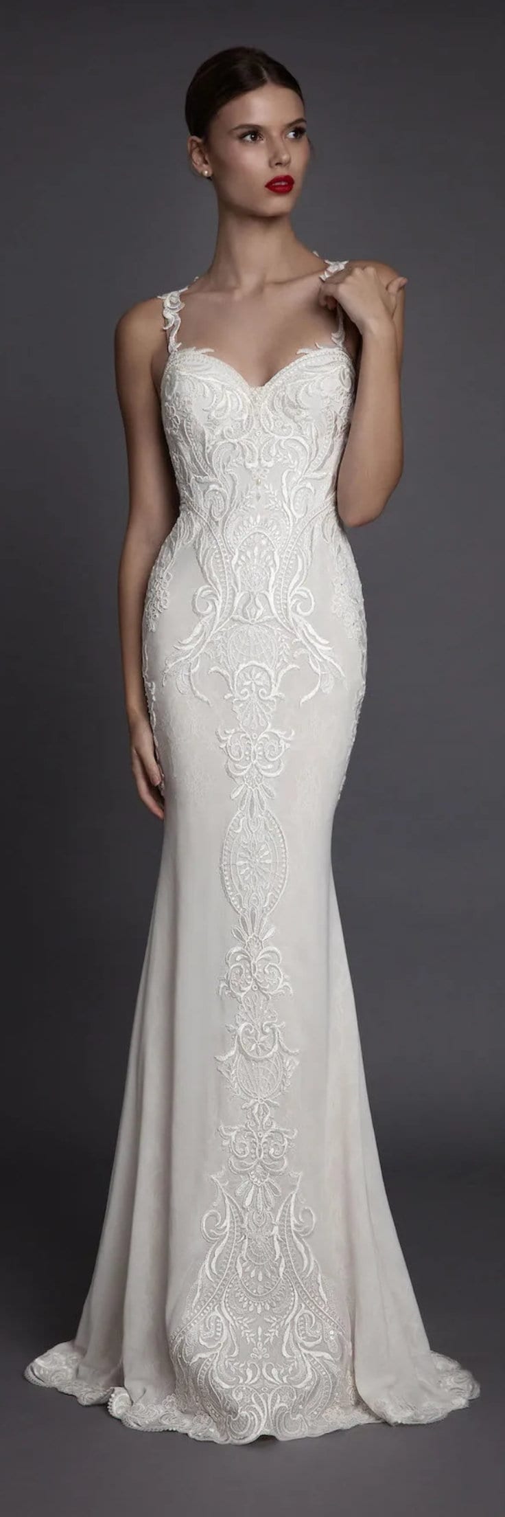 Illusion Lace Spaghetti Strap Trumpet Gown