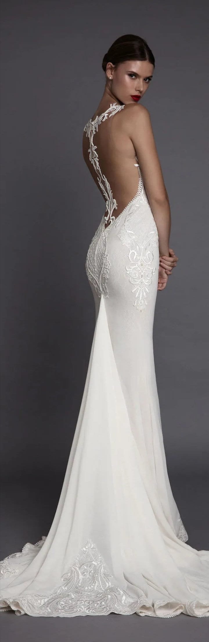 Illusion Lace Spaghetti Strap Trumpet Gown
