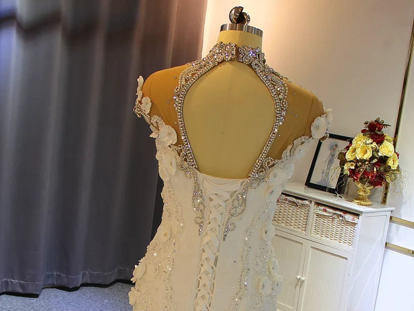 3D Floral Multi Beaded Luxury Mermaid/Trumpet Bridal Gown