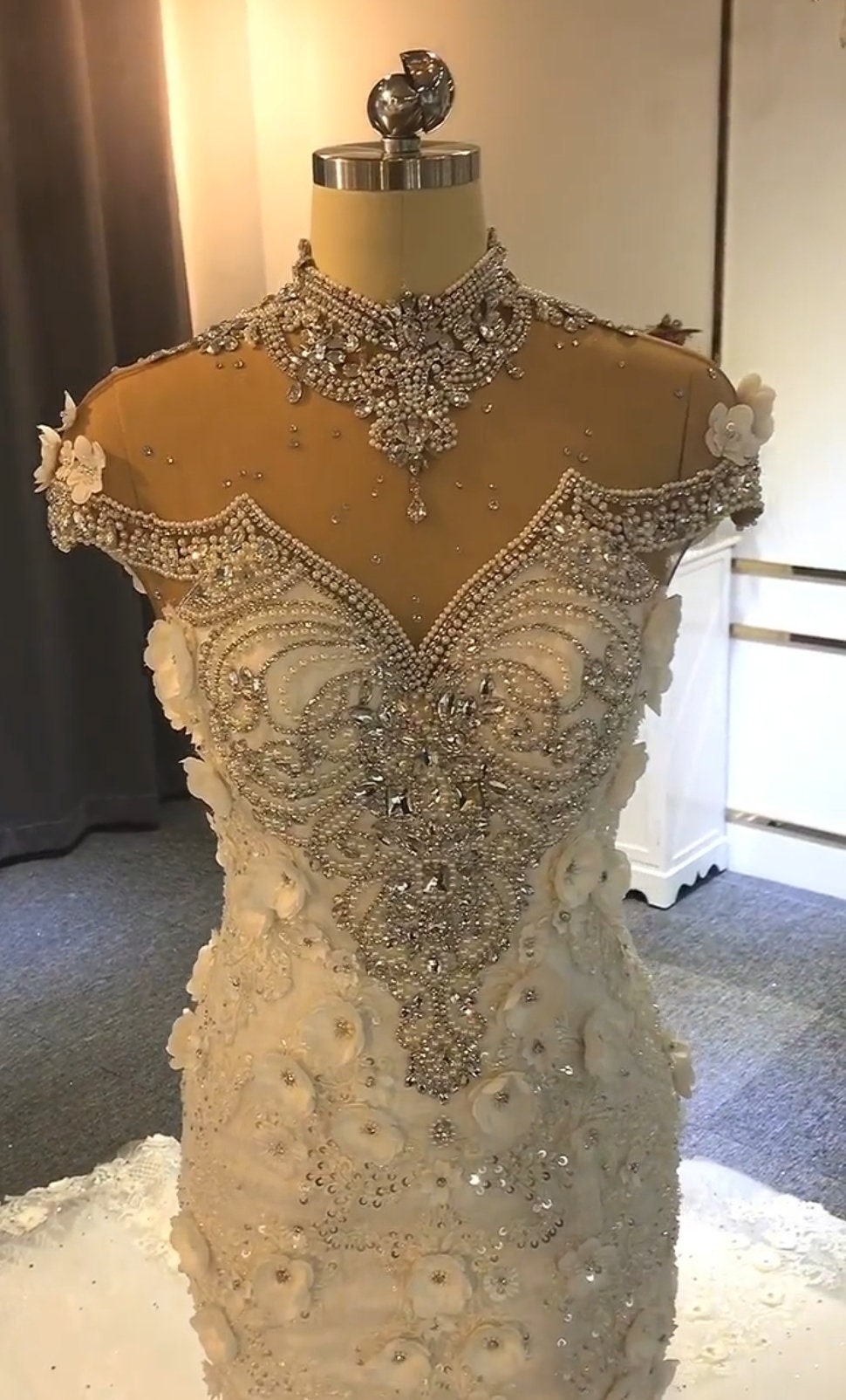 3D Floral Multi Beaded Luxury Mermaid/Trumpet Bridal Gown