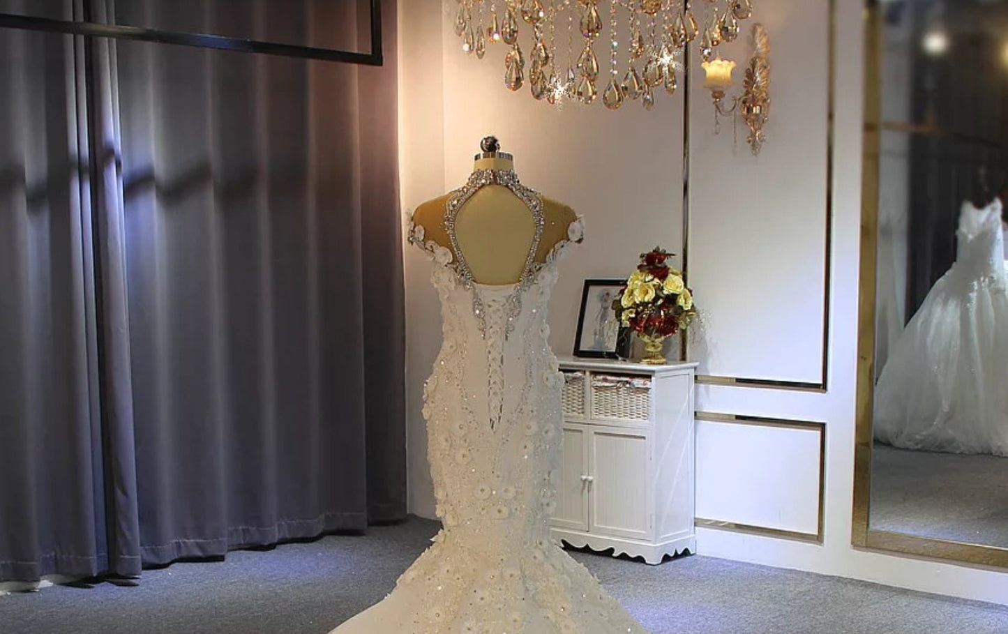 3D Floral Multi Beaded Luxury Mermaid/Trumpet Bridal Gown