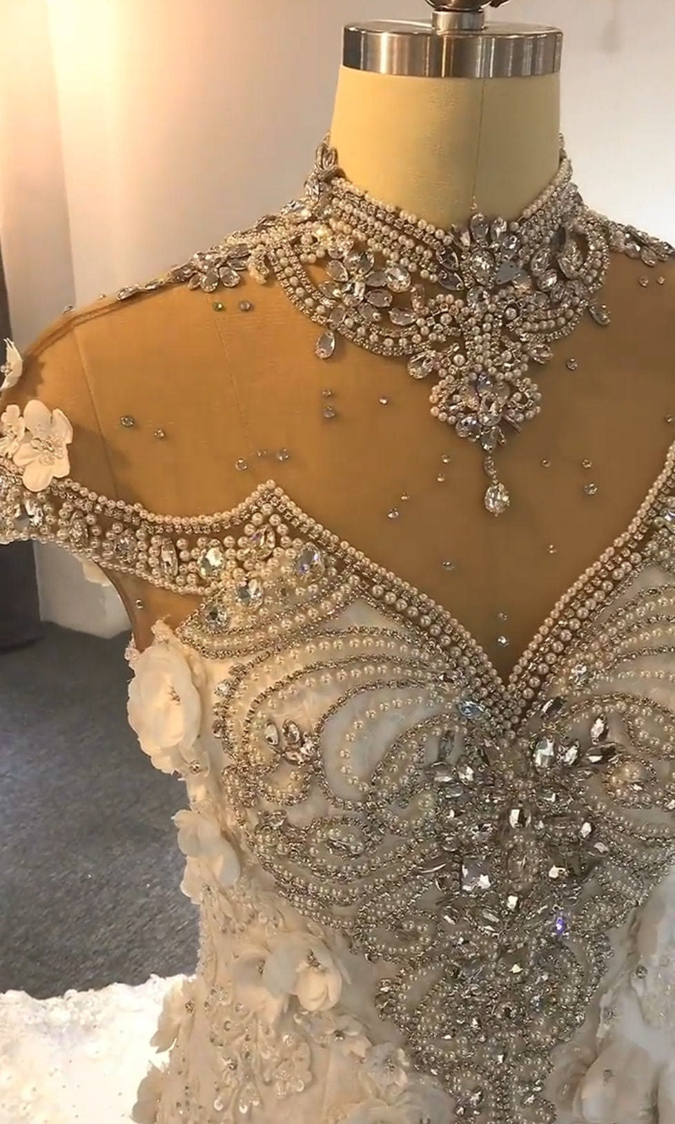 3D Floral Multi Beaded Luxury Mermaid/Trumpet Bridal Gown