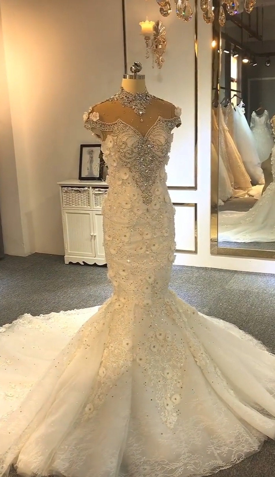 3D Floral Multi Beaded Luxury Mermaid/Trumpet Bridal Gown