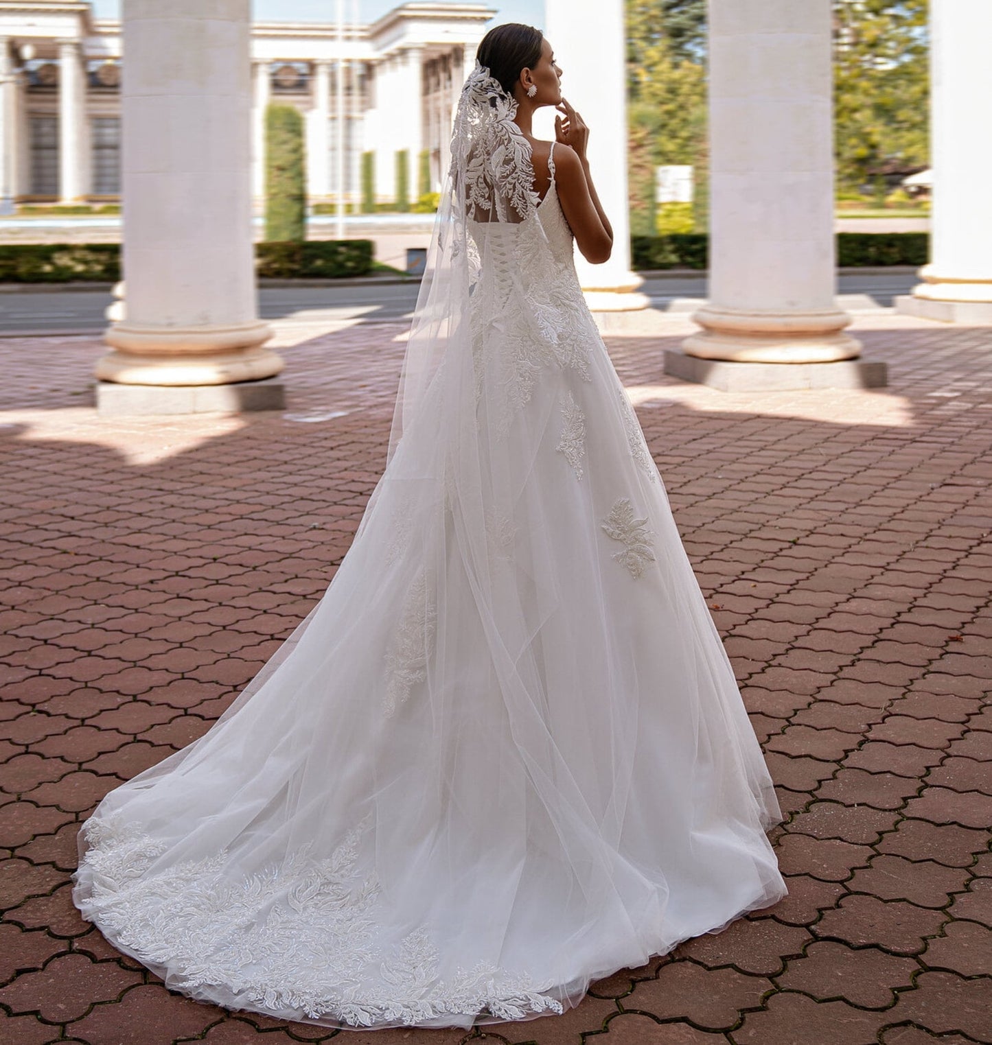 Beautiful Beaded Sequin Spaghetti Strap & Off The Shoulder Sleeves Satin Tulle Gown