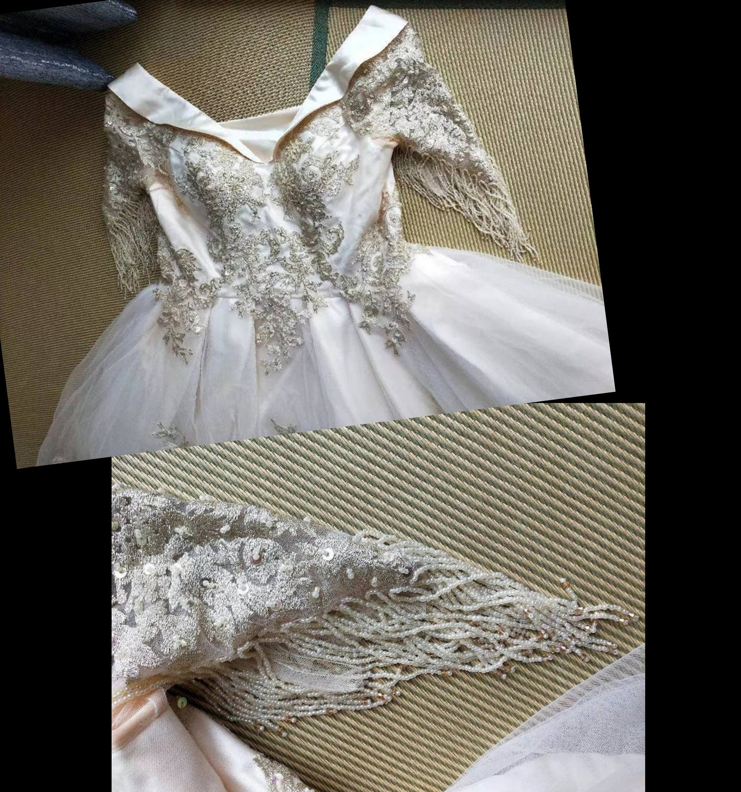 Princess V Neck Applique Beaded Wedding Ball Gown