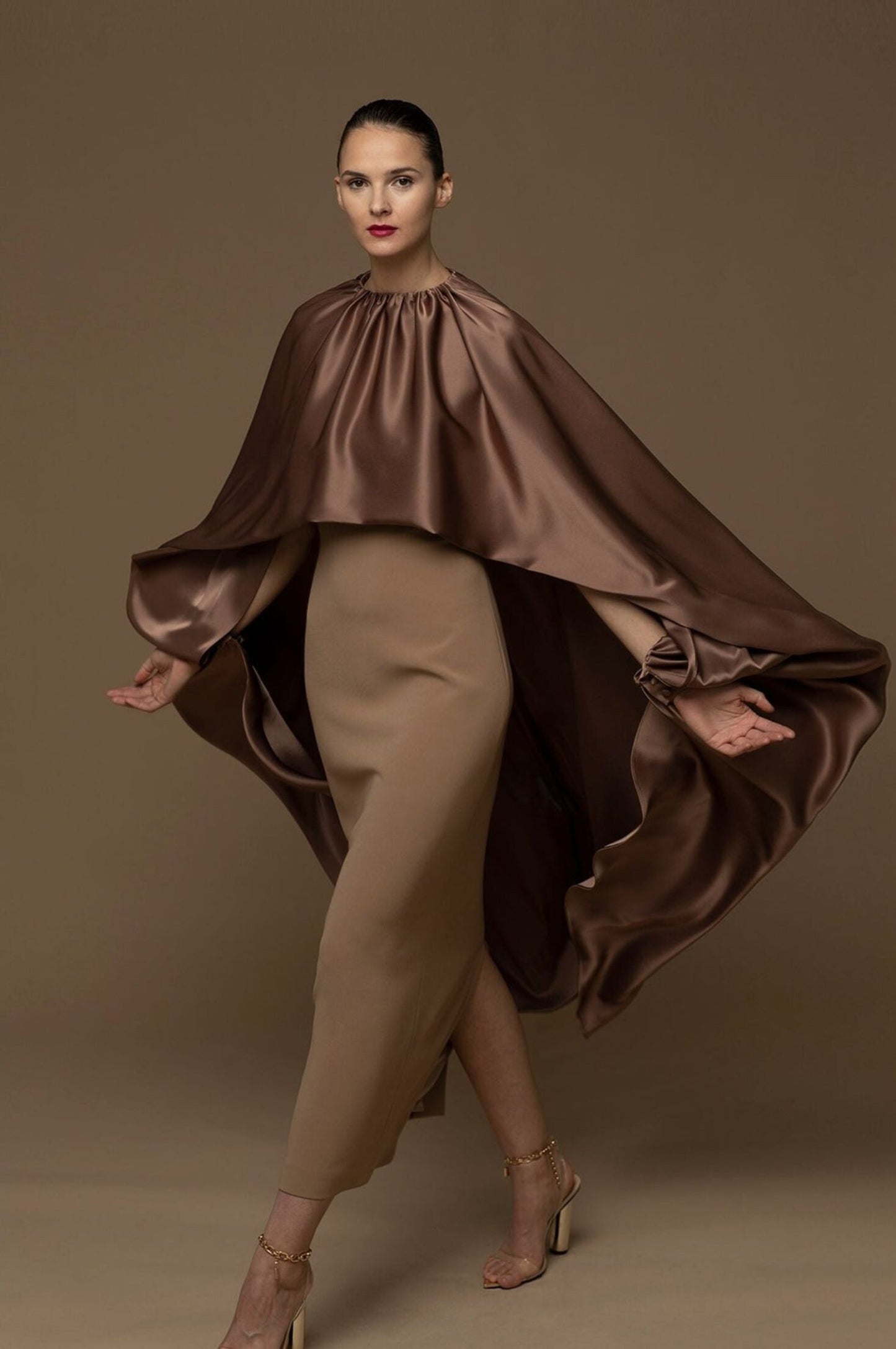 Minimalist Satin Cape Sleeves