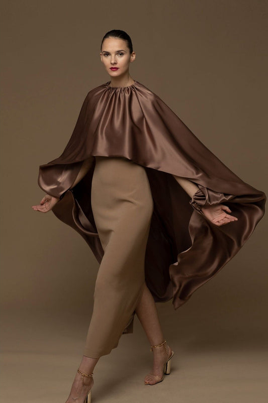 Minimalist Satin Cape Sleeves