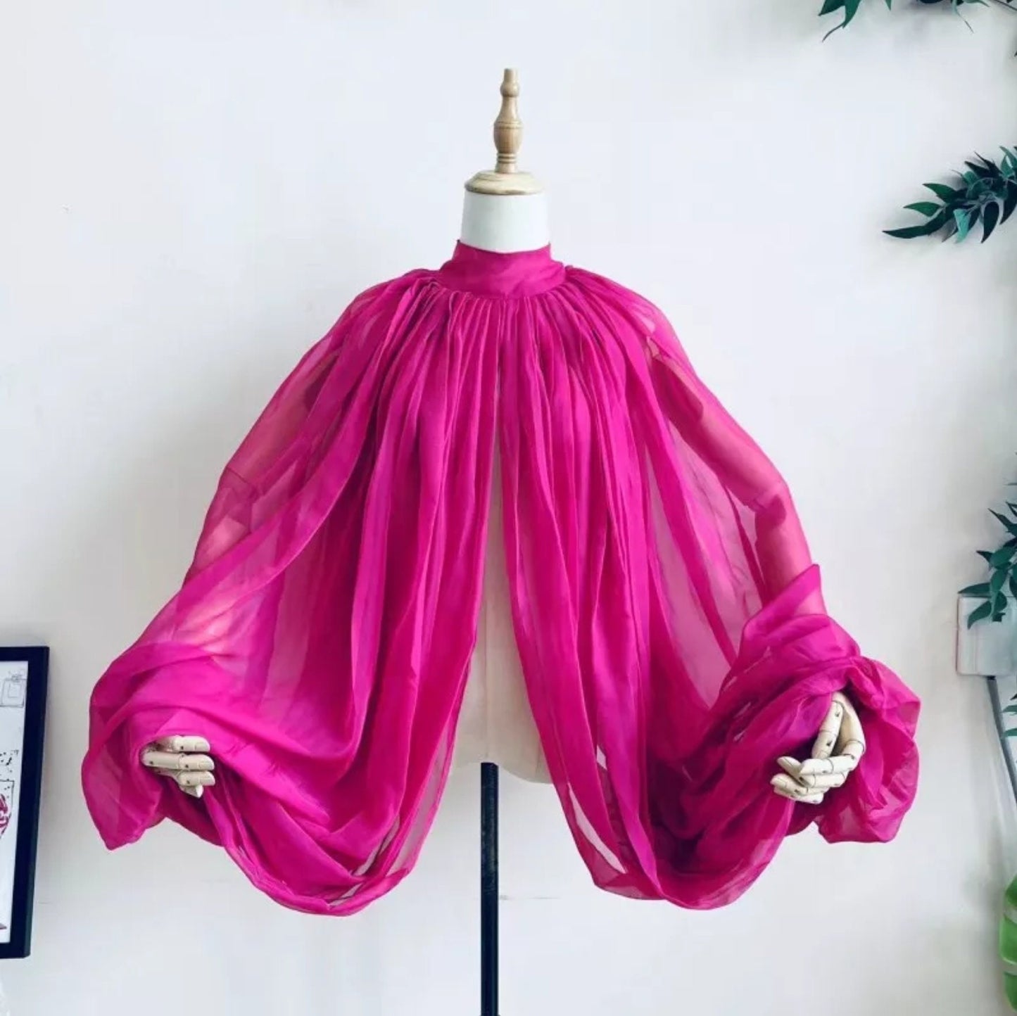 Silk Chiffon Lantern Puff Halter Style Full Detachable Bridal Sleeves