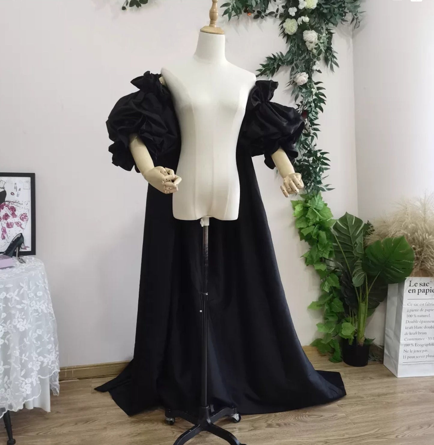 Ruched Pleated Puff Bridal Cape