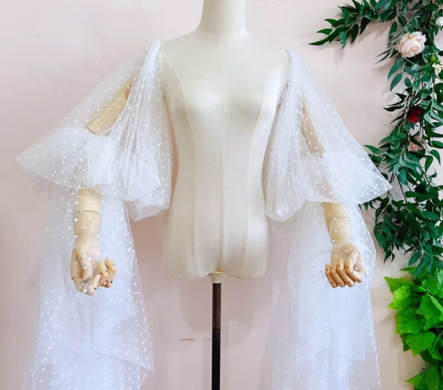 Detached Dotted Tulle Boho Billowing Sleeves