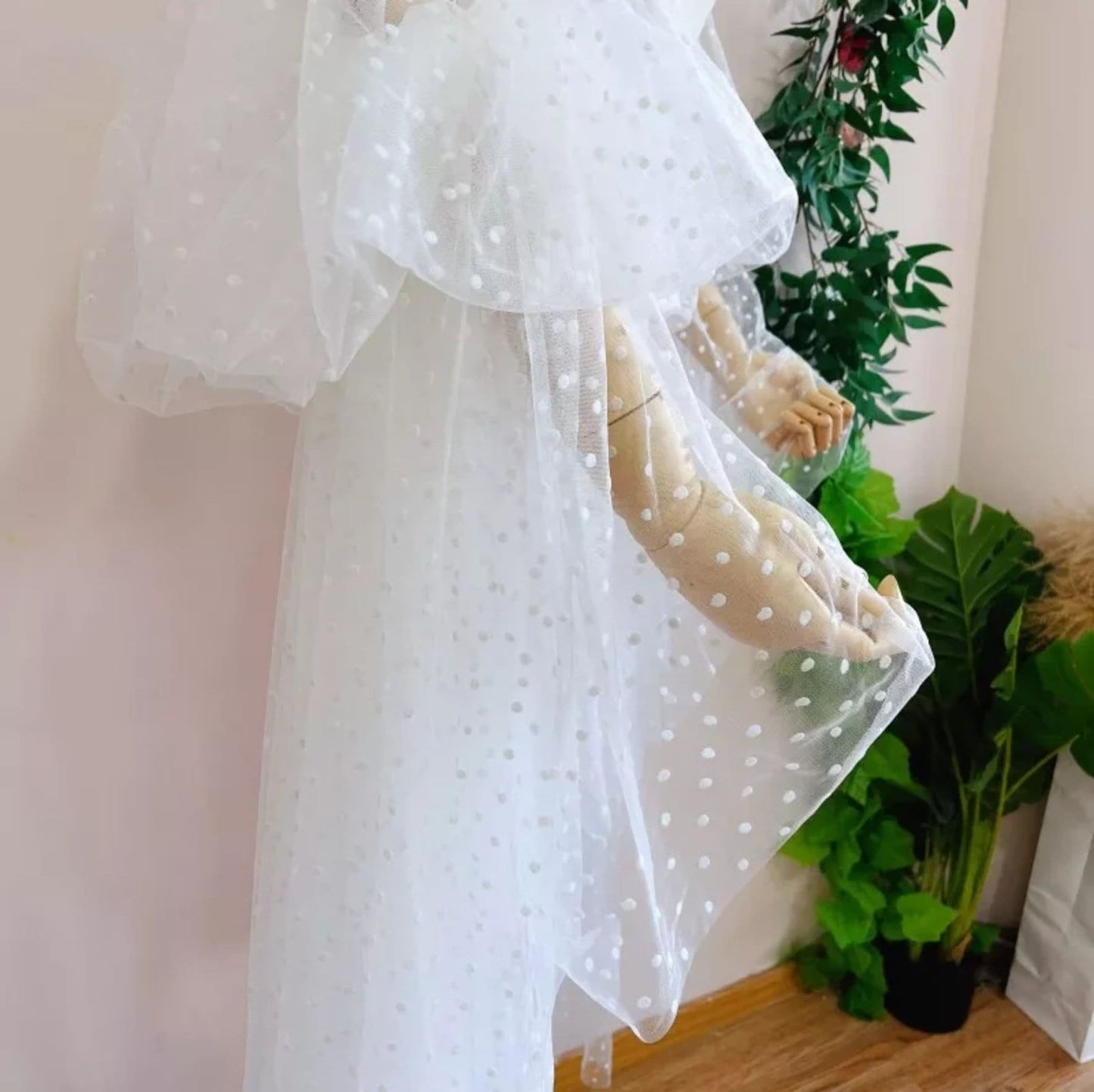 Detached Dotted Tulle Boho Billowing Sleeves