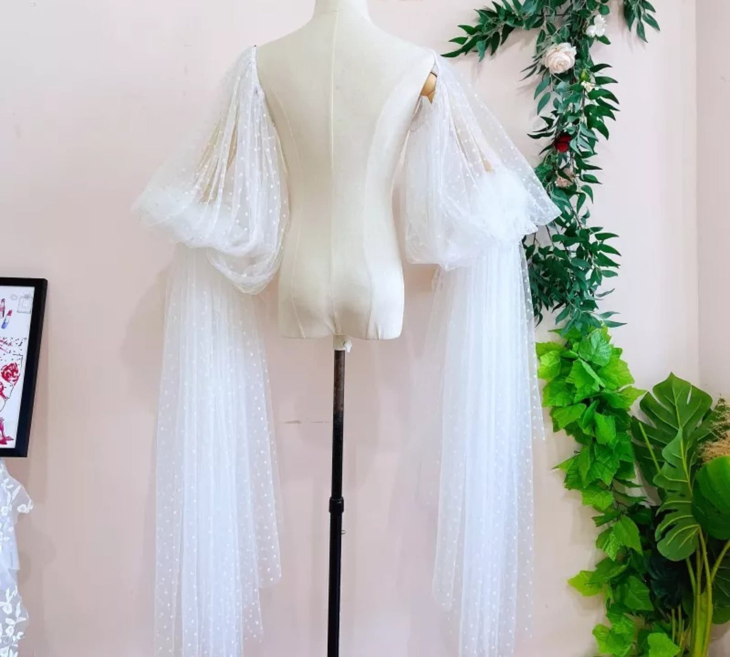 Detached Dotted Tulle Boho Billowing Sleeves