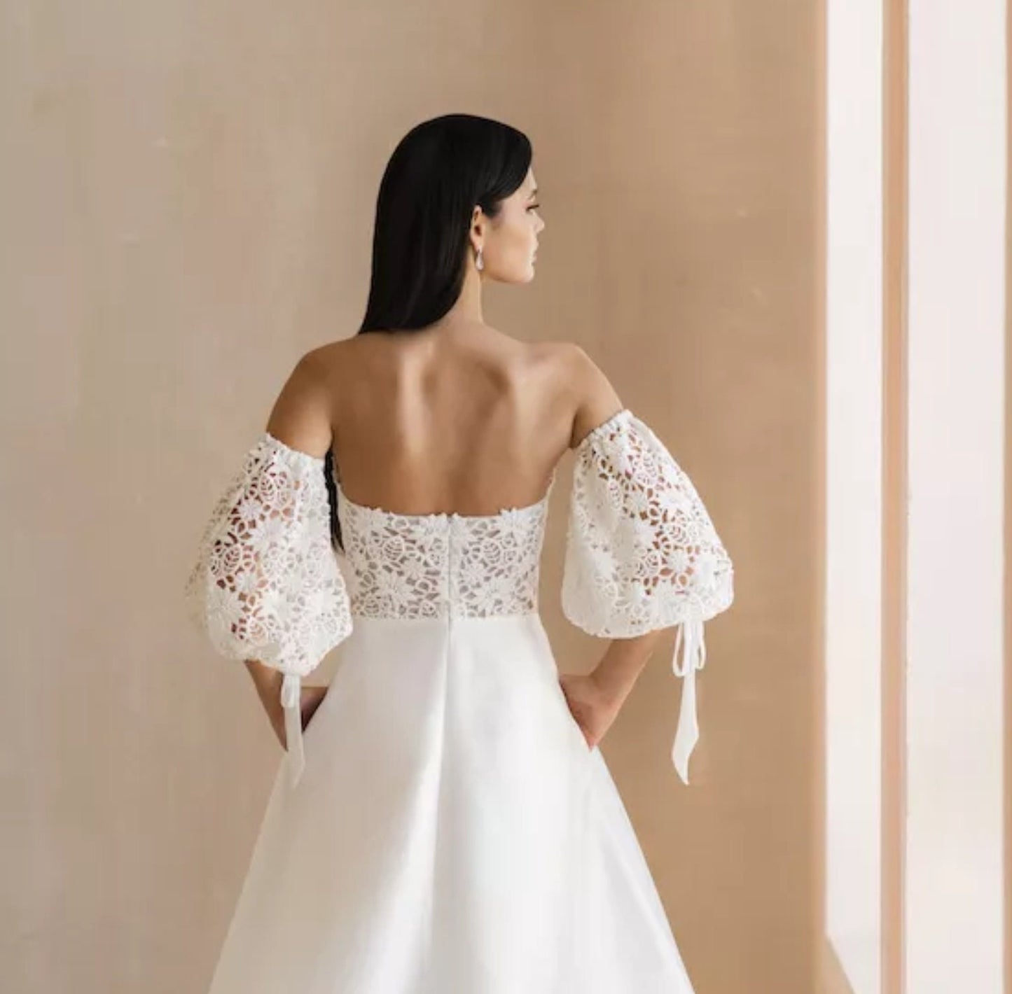 Detached Charming Boho Floral Lace & Ribbon Sleeves