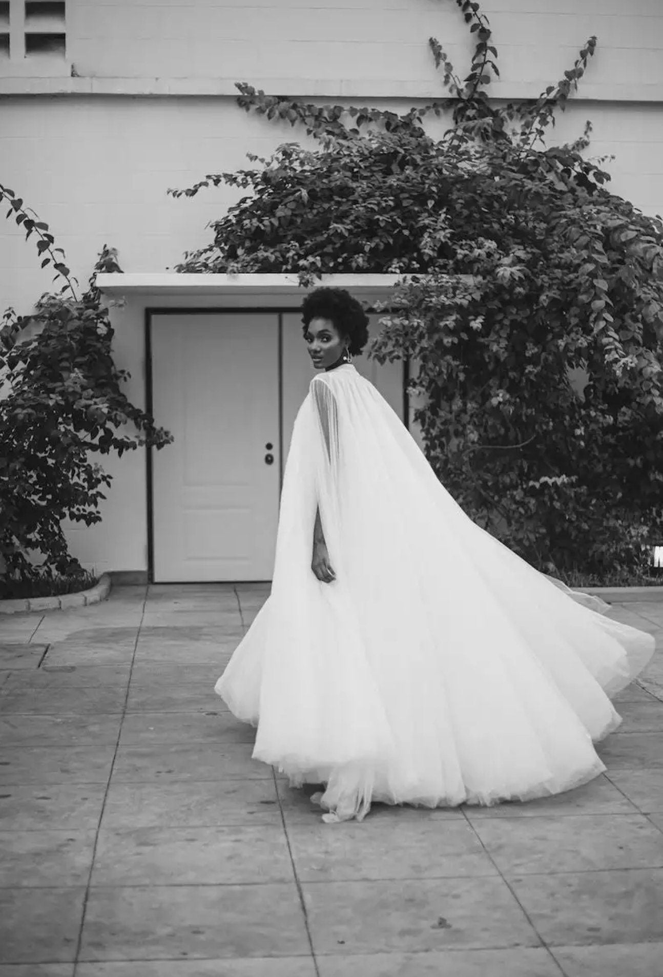 Flowing Floor Length Layered Tulle Bridal Jacket