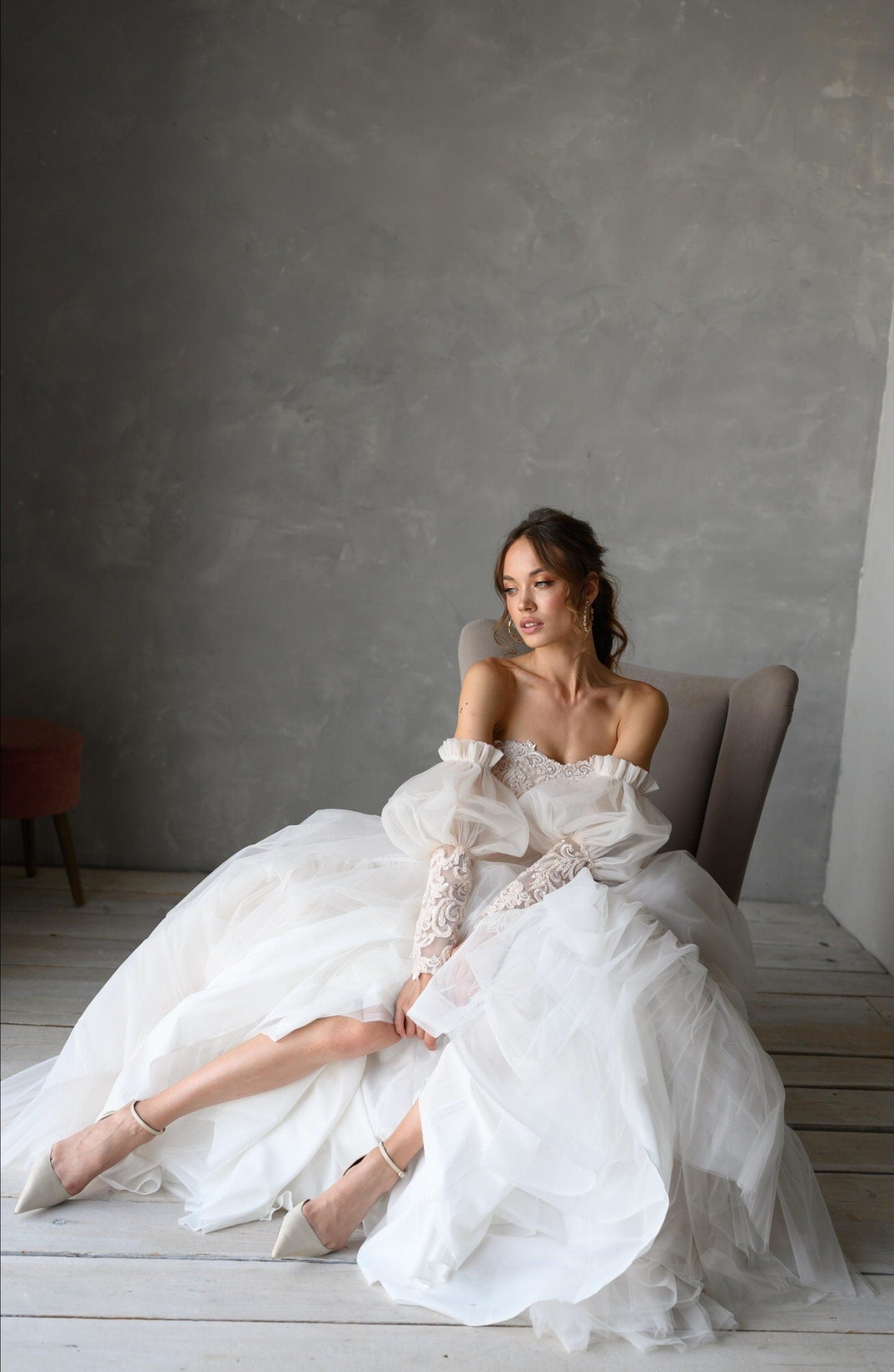 Victorian Sweetheart Strapless Gown With Detached Sleeves