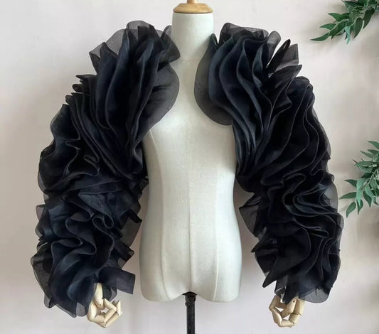 Detached Tulle Full Exaggerated Ruffled Sleeves