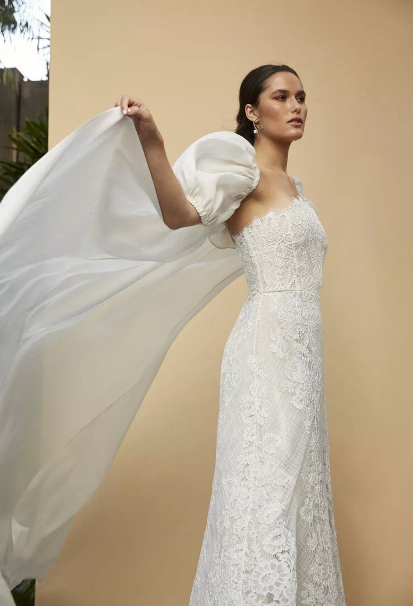 Satin Organza Bubble Cloud Sleeve Cape