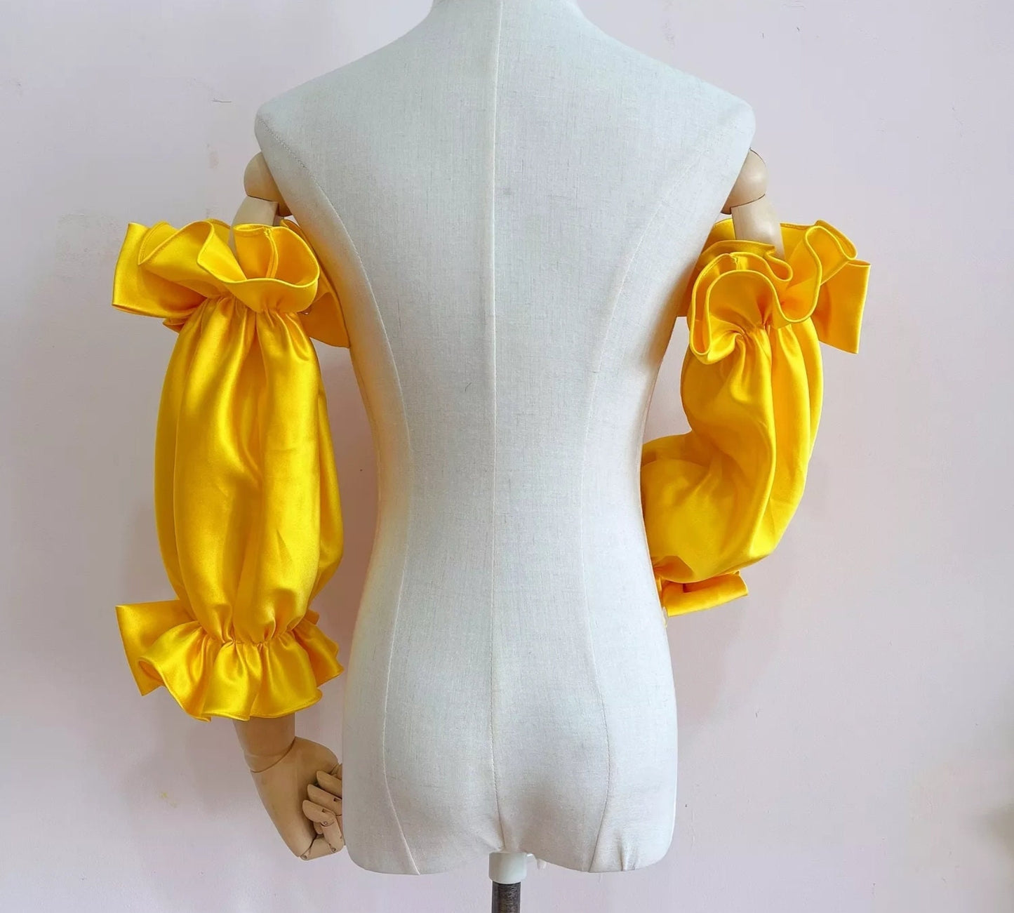 Detached 3/4 3D Double Rose Bow Satin Sleeves