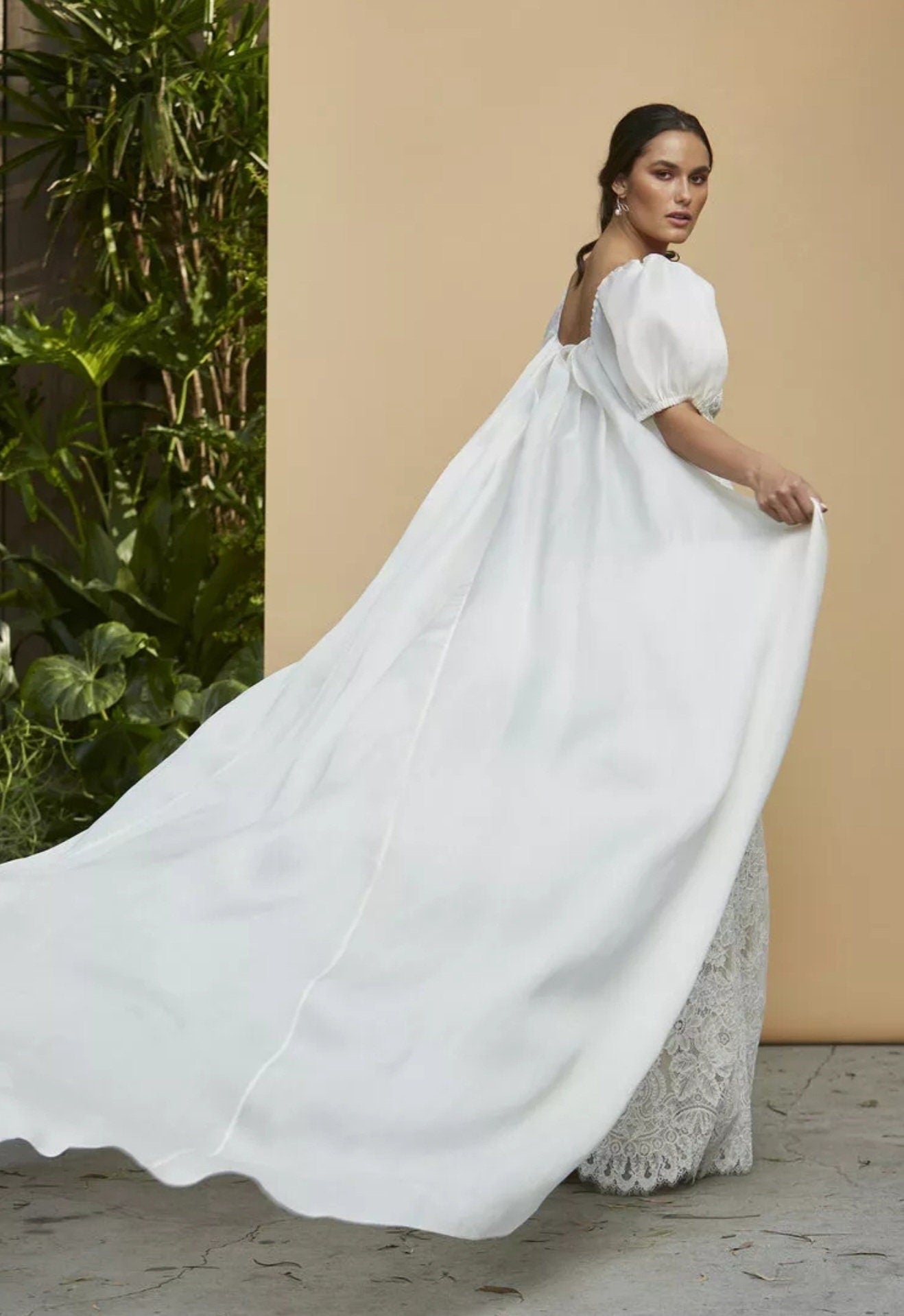 Satin Organza Bubble Cloud Sleeve Cape