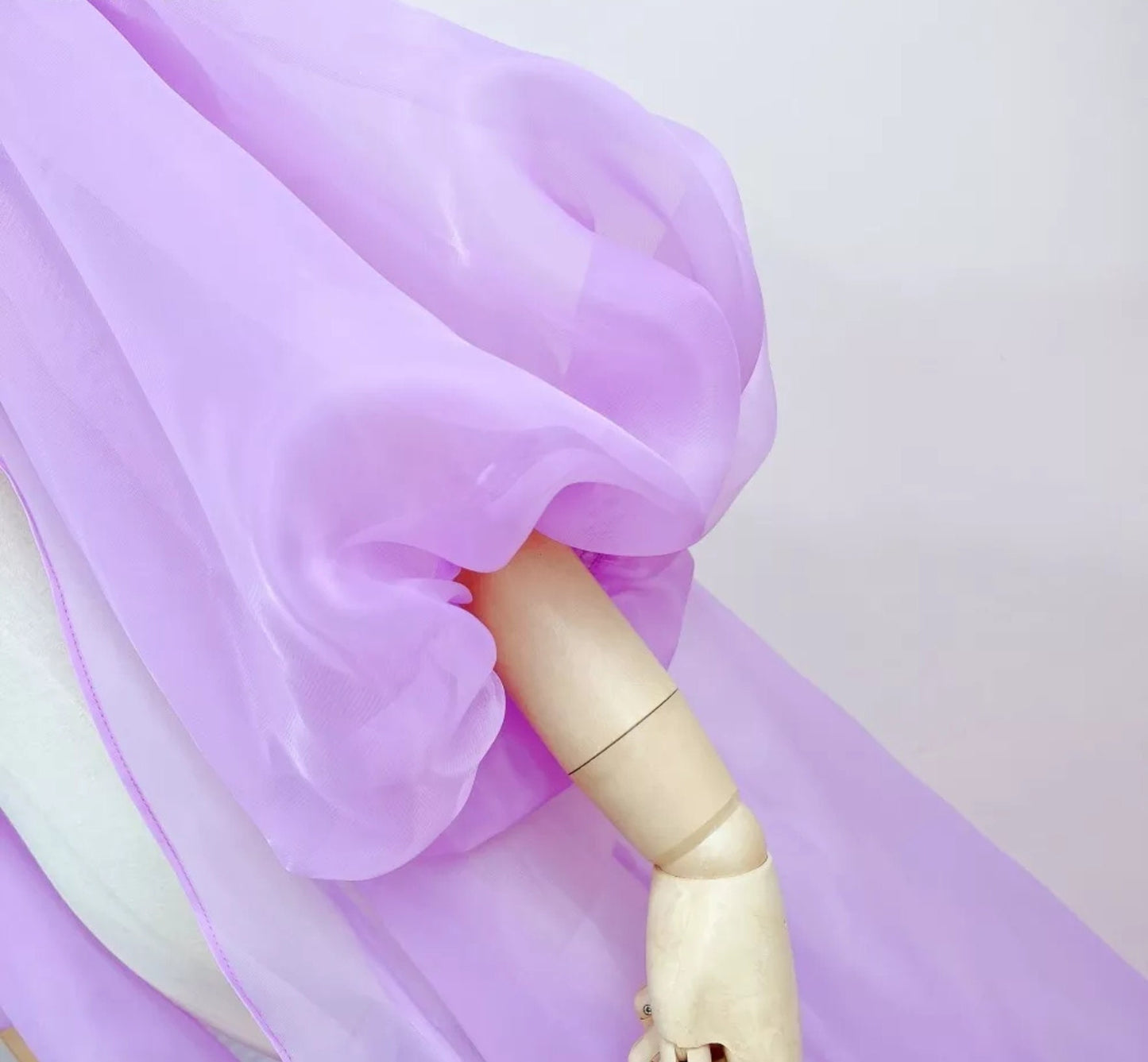 Long Organza Cloud Half Sleeve Cape