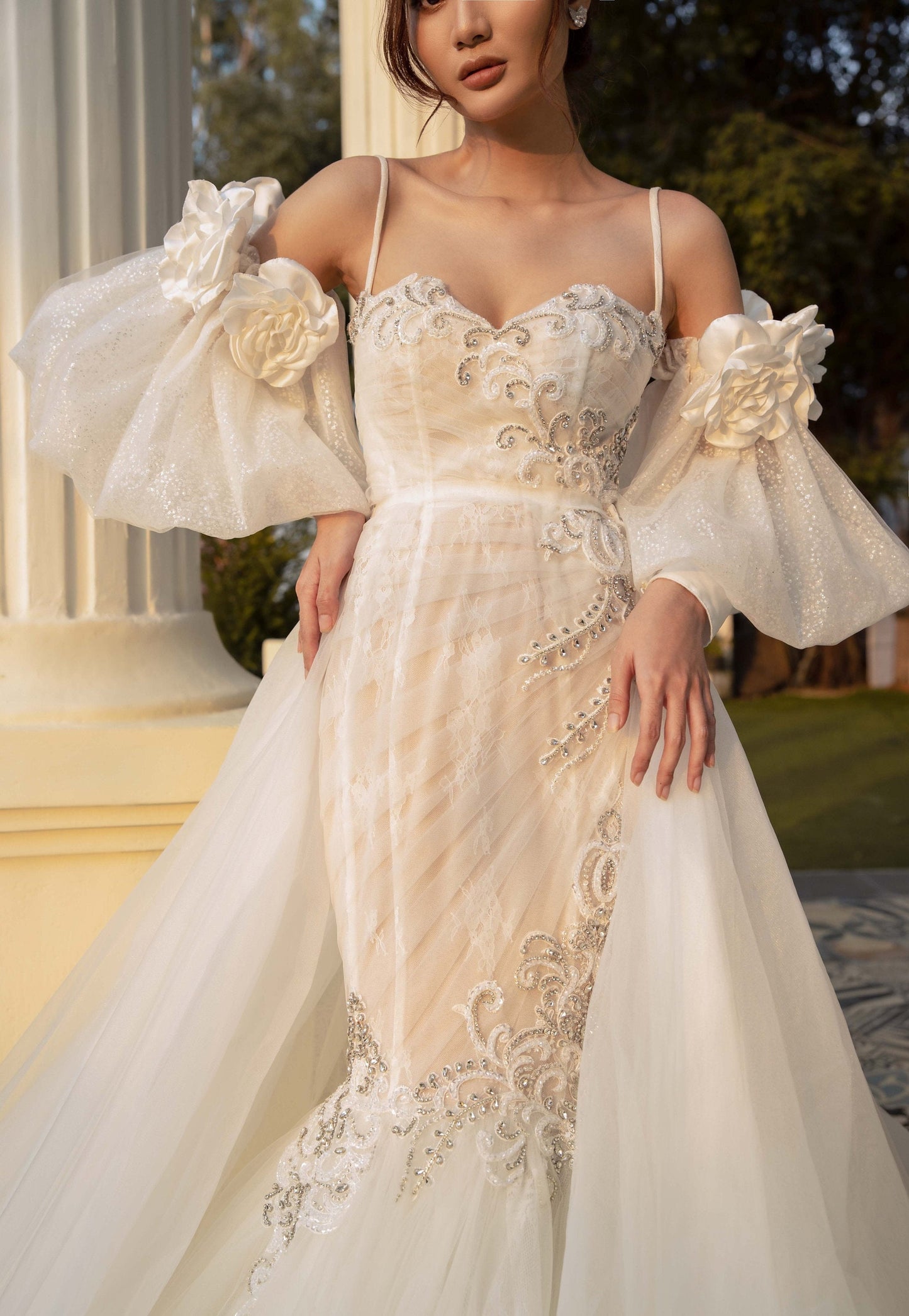 Detached Shimmer & Floral Statement Bicep Sleeves