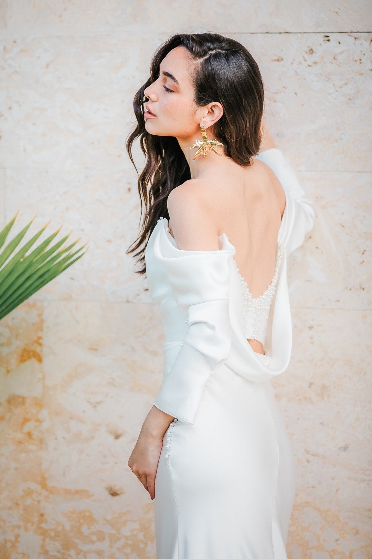 Pearl Beaded Scoop Neck Satin Elegant & Sophisticated Dress