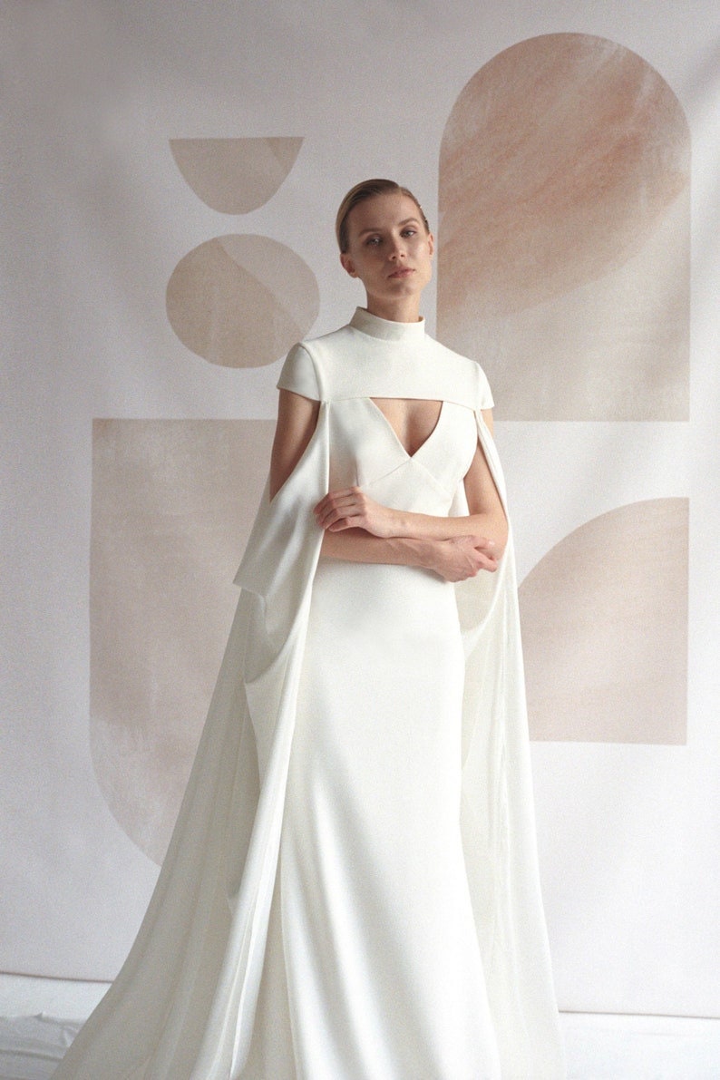 High Neck Collar Bridal/Special Occasion Statement Cloak/With Gown Option