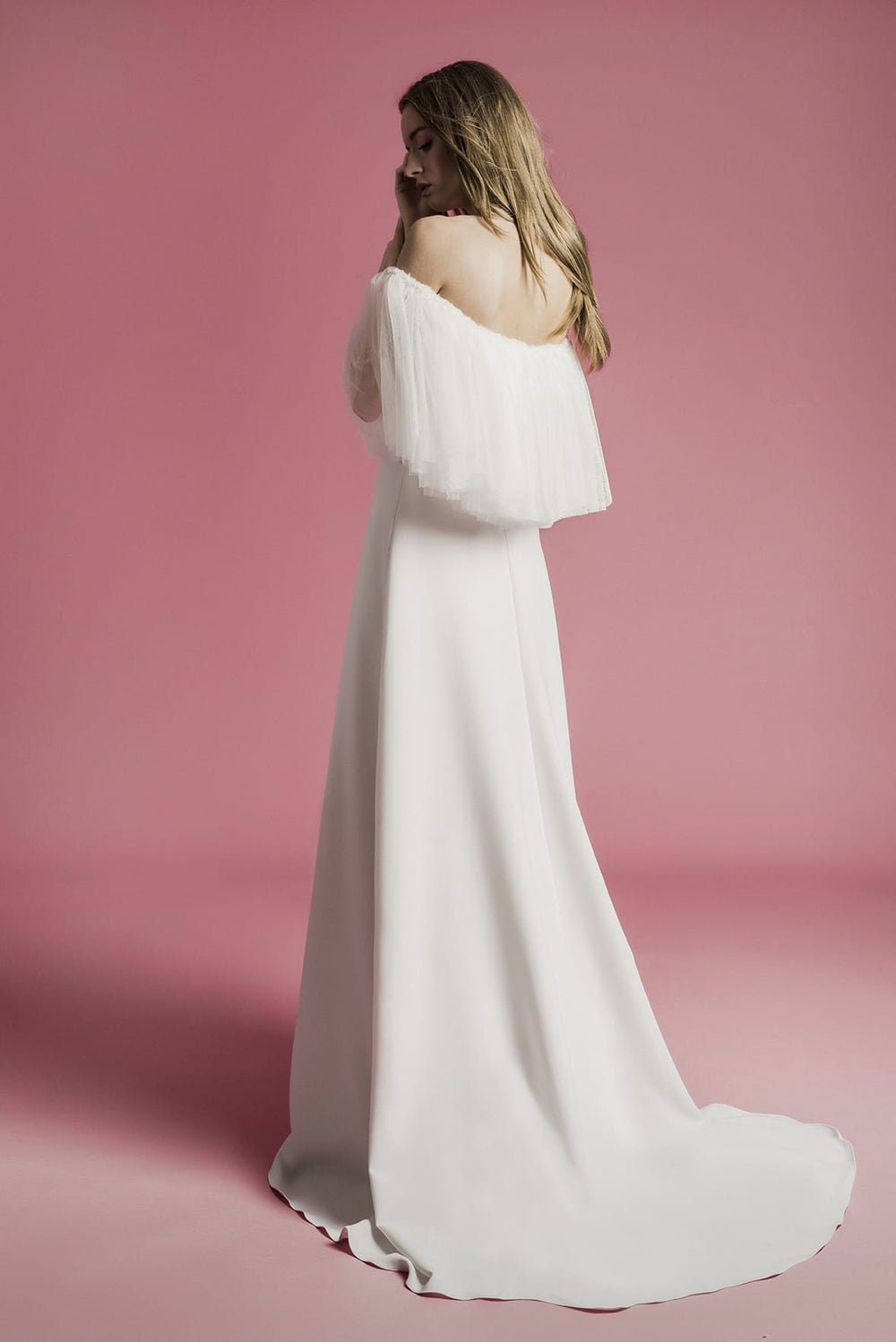 Layered Tulle Simple Off The Shoulder Ceremonial Gown
