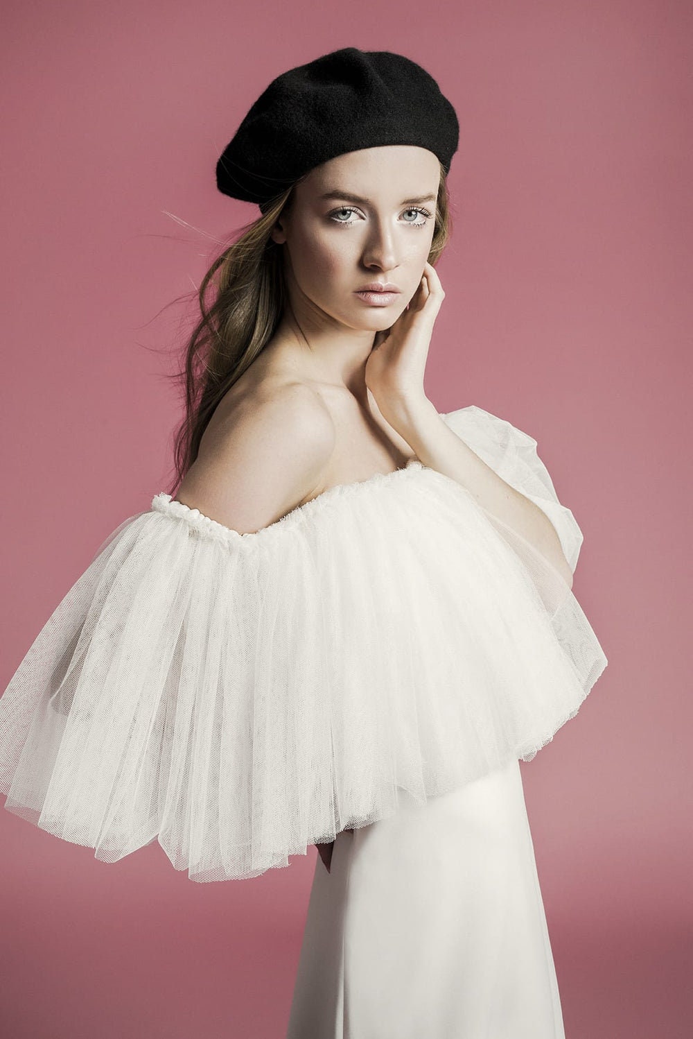 Layered Tulle Simple Off The Shoulder Ceremonial Gown