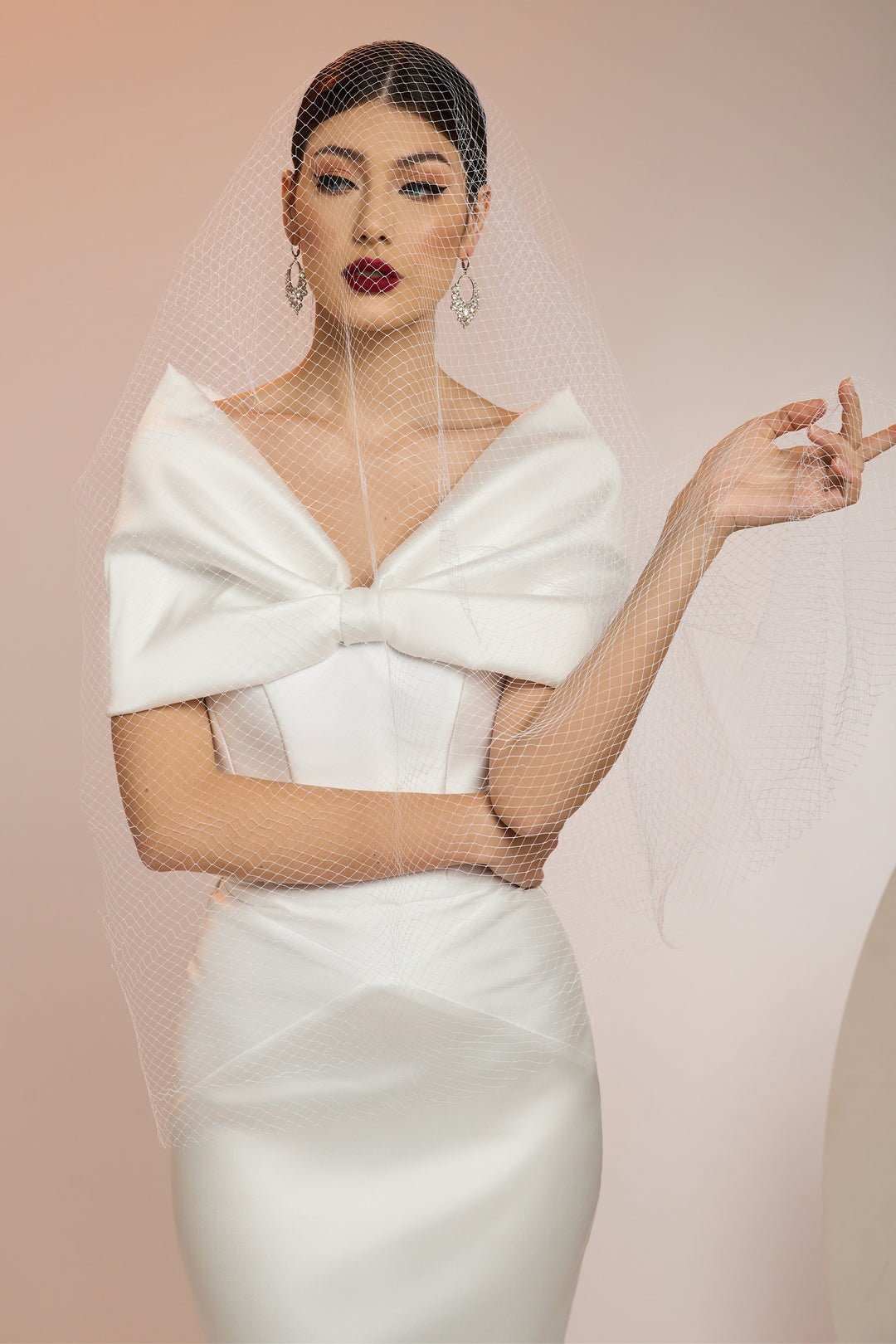 Sophisticated Bow Knot Off The Shoulder Mermaid Gown With Detachable Beaded Appliqués Accented Train