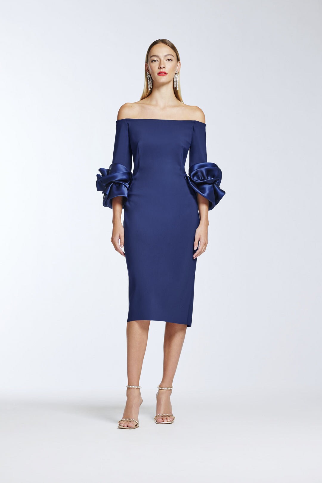 Off The Shoulder 3/4 Sleeve Special Occasion Mother Of The Bride Statement Dress
