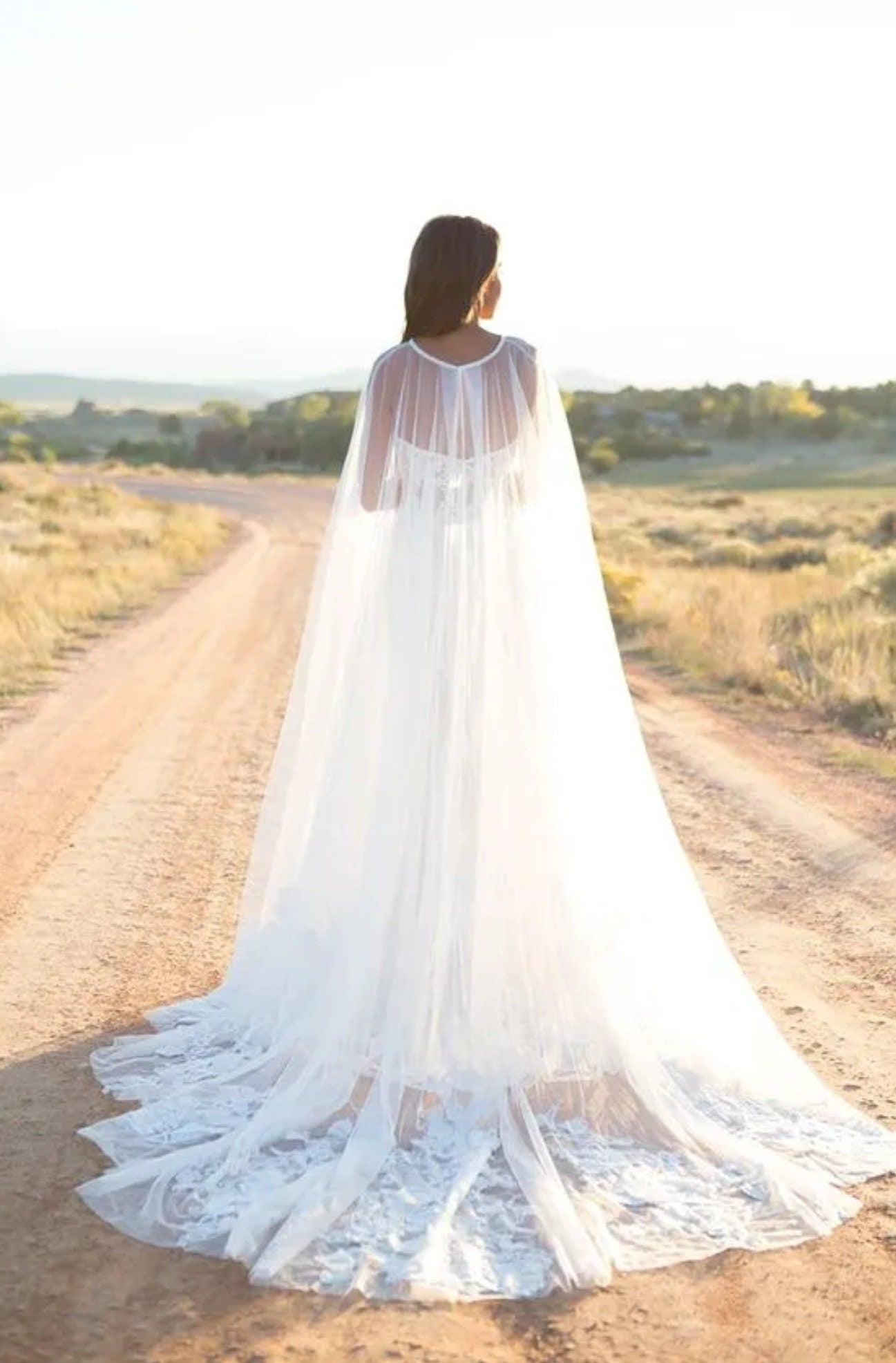 Tulle & Lace Appliqué Trim Bridal Cape