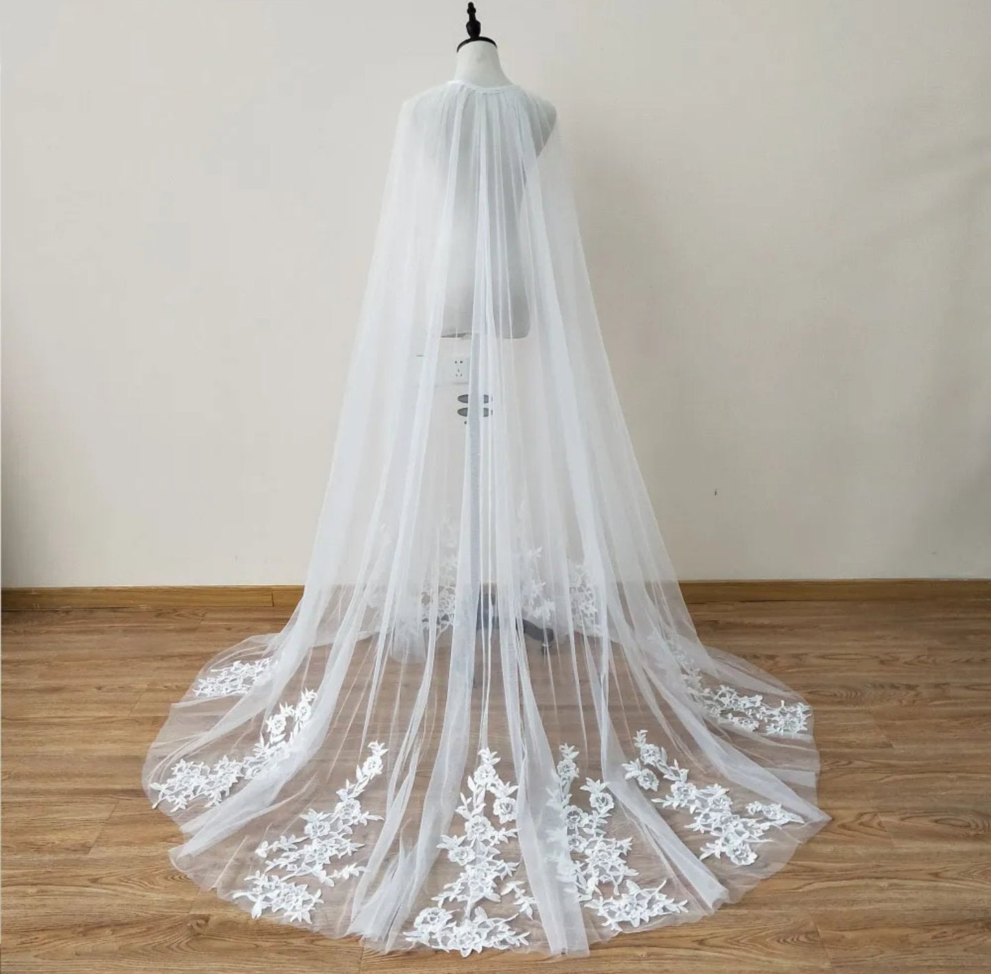 Tulle & Lace Appliqué Trim Bridal Cape