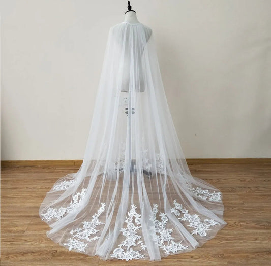Tulle & Lace Appliqué Trim Bridal Cape