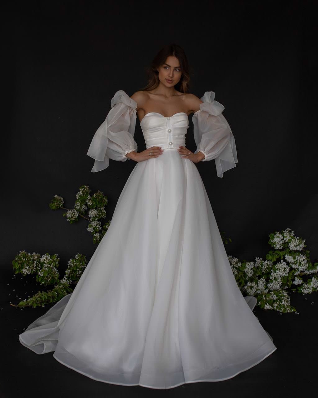 Detached Organza/Satin Organza 3/4 Bow Knot Bicep Sleeves