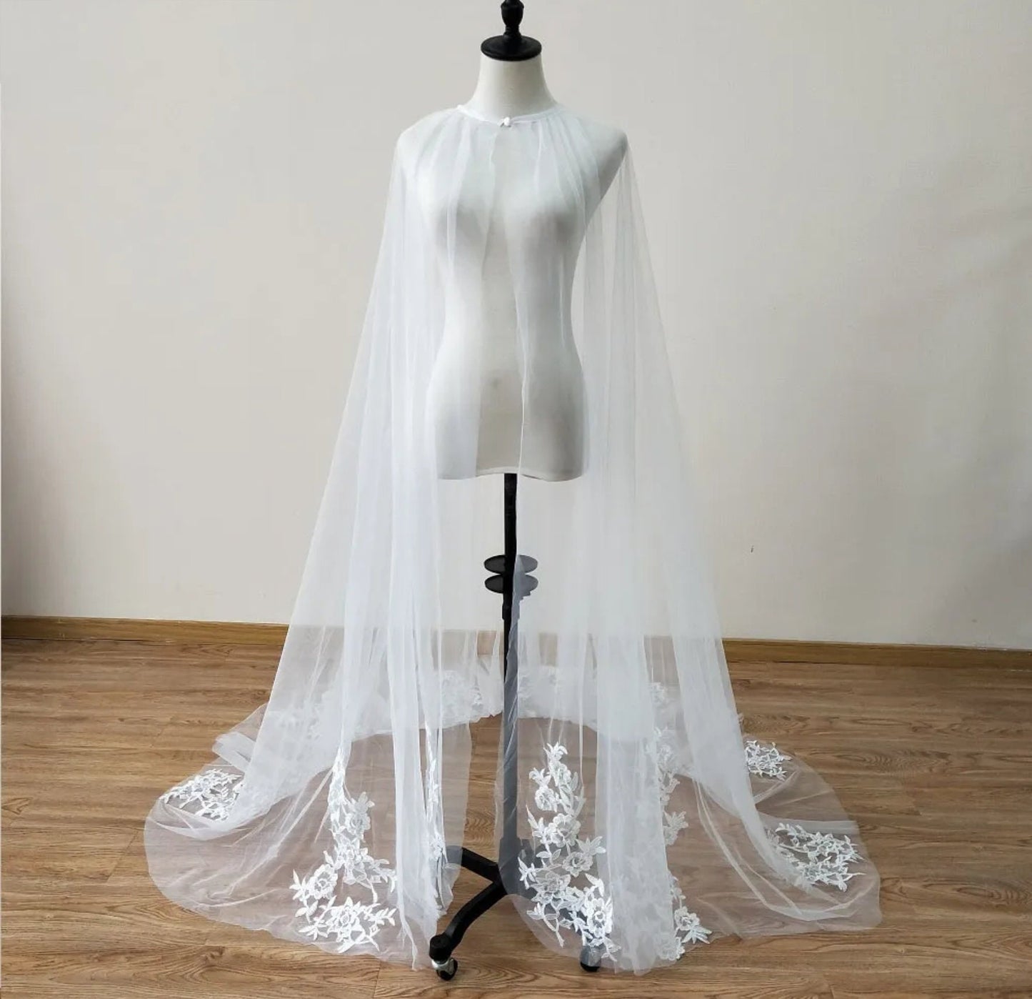 Tulle & Lace Appliqué Trim Bridal Cape