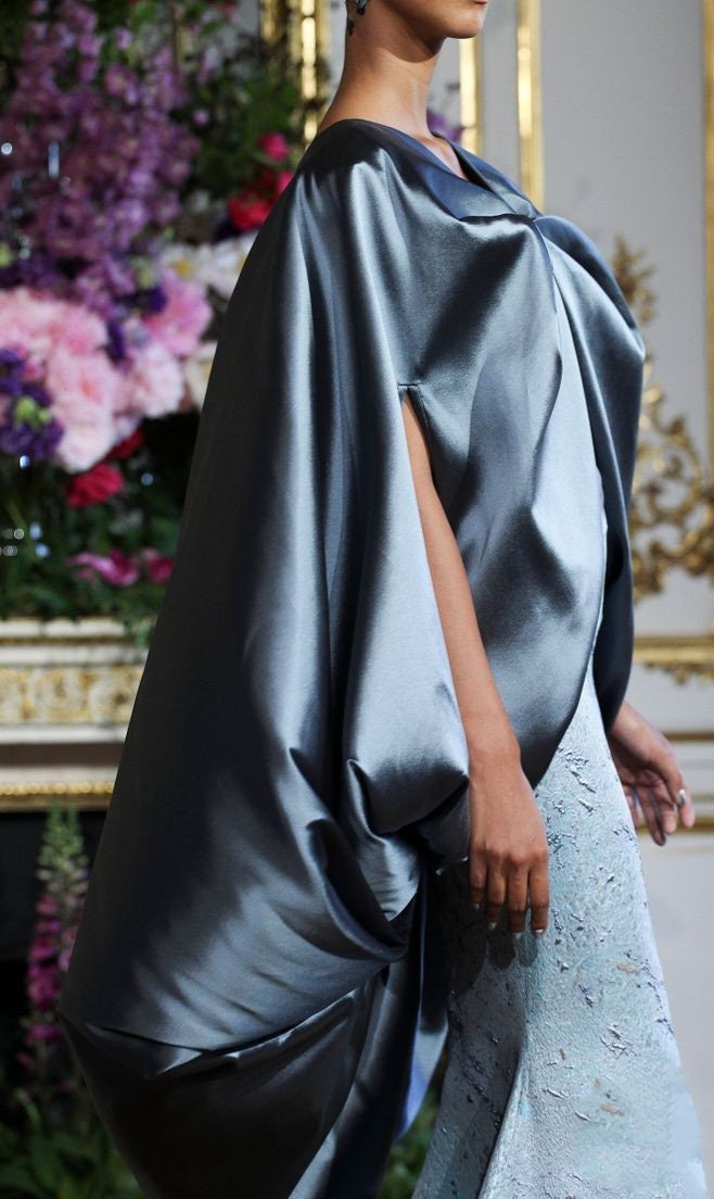 Oversized Satin Bow Knot Open Front Bubble Special Occasion Cape Bolero