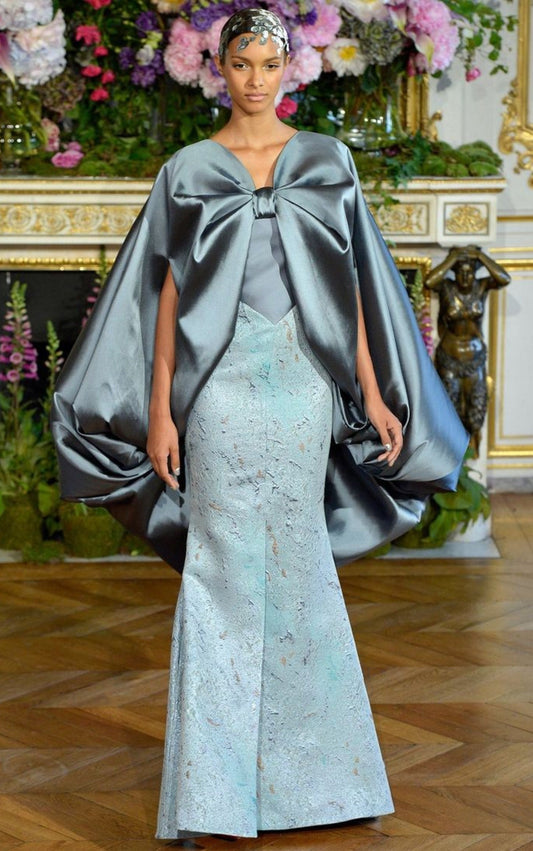 Oversized Satin Bow Knot Open Front Bubble Special Occasion Cape Bolero
