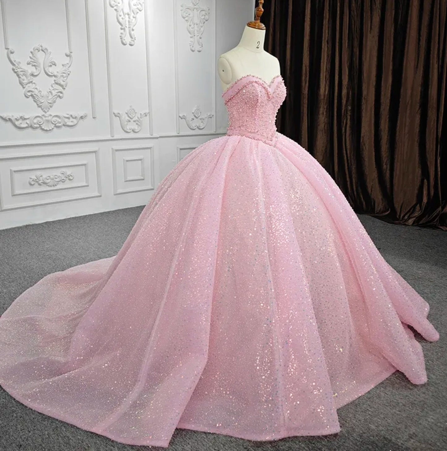 Pretty In Pink Beaded And Sequin Sweetheart Quinceañera Special Occasion Pageant Gala Party Event Gown